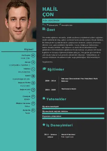 Fizik Öğretmeni CV Örnekleri cv indir